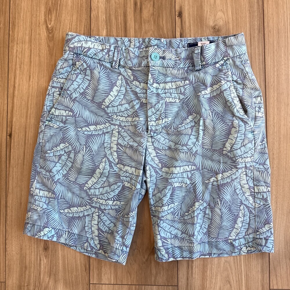 Vineyard Vines Shorts Mens 30 Breaker Tropical Palm Leaf Blues Chino Resort